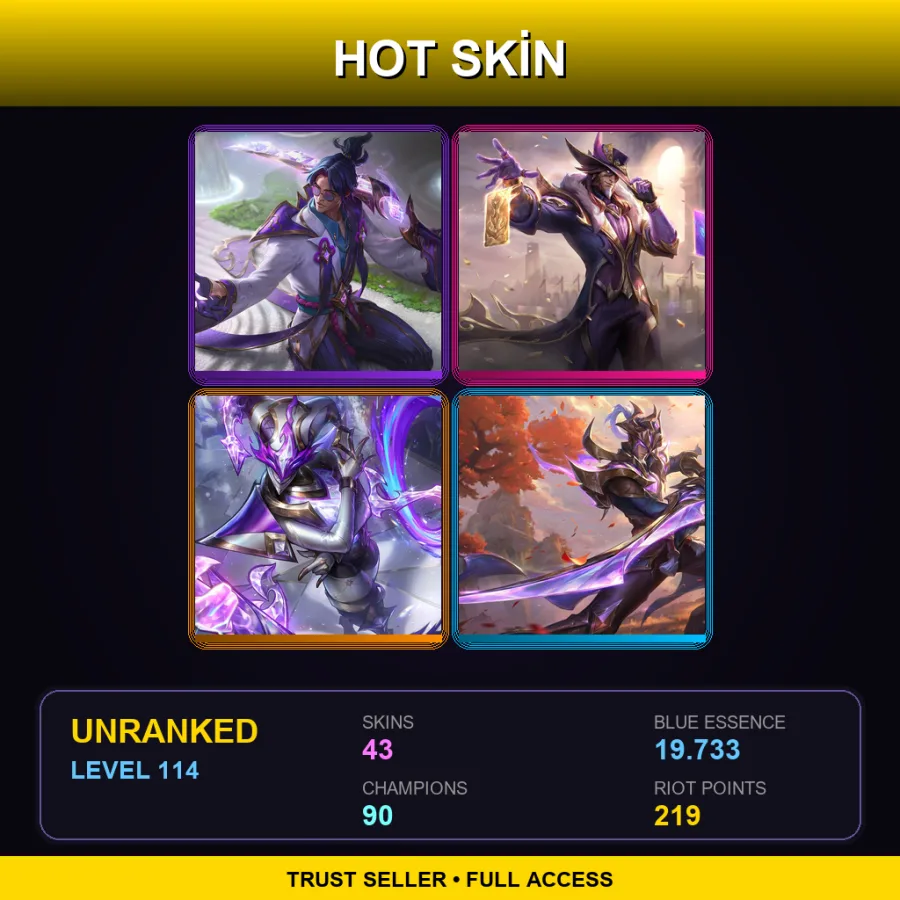 SG | Lv114 | Unranked | 43 Skin | 90 Champ