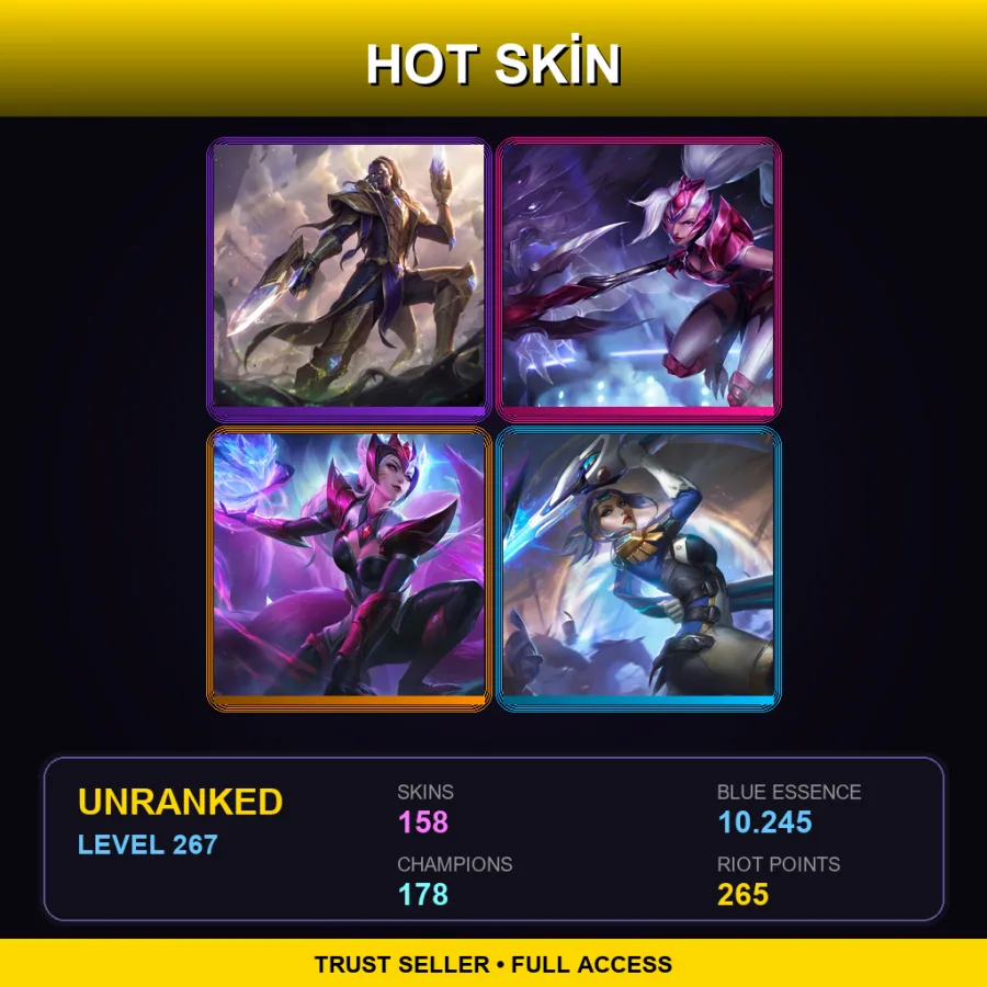 TR | Lv267 | Unranked | 158 Skin | 178 Champ — LoL account