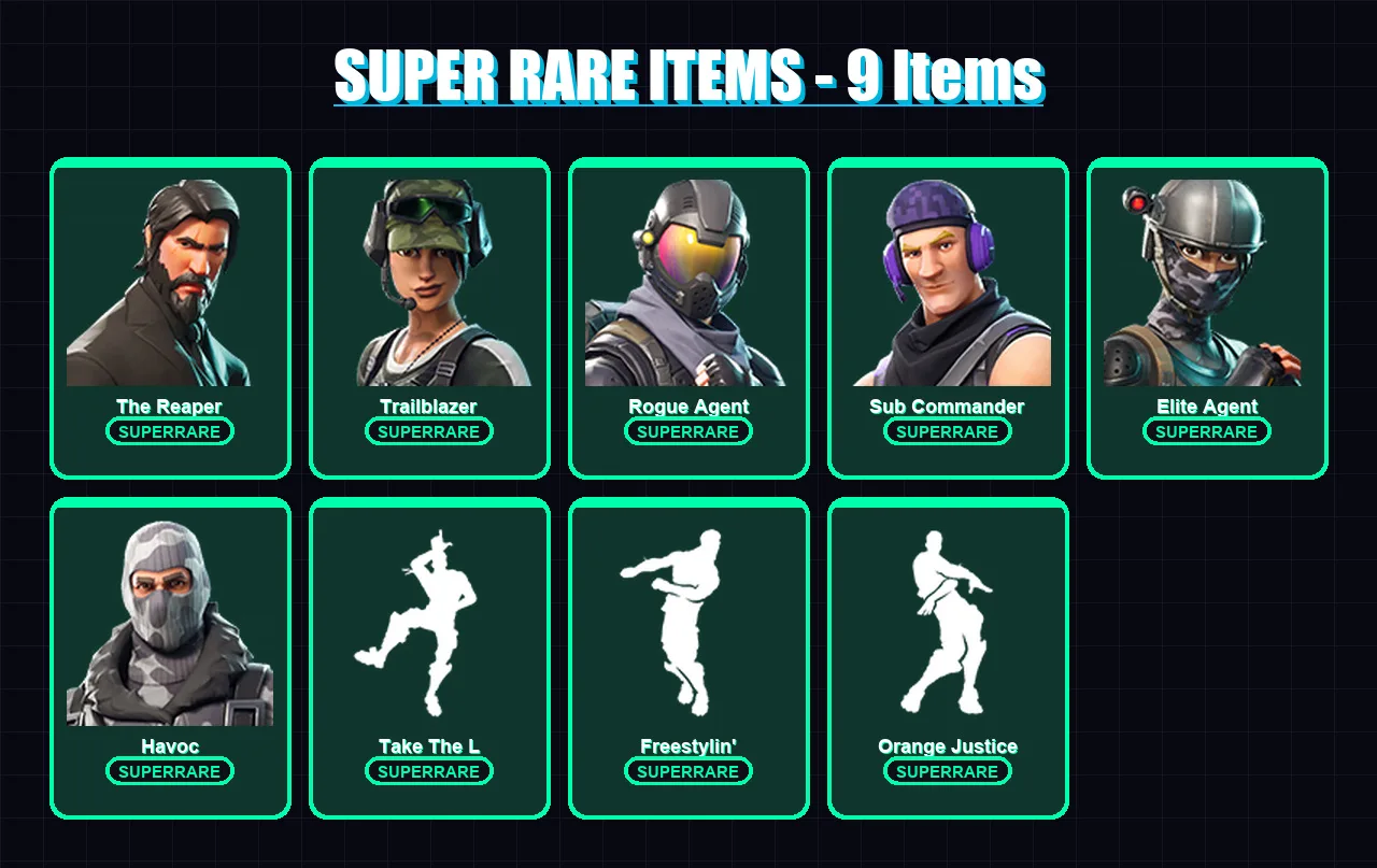 [SWITCH/PC] | The Reaper | Trailblazer | Rogue Agent | Sub Commander | Elite Agent | 20 skin | 23 pickaxe | 28 emote | 23 glider | Lv332