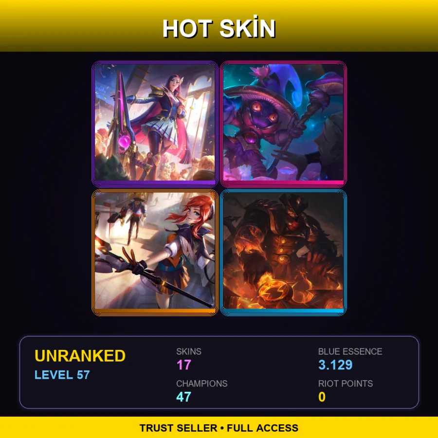 ME | Lv57 | Unranked | 17 Skin | 47 Champ — LoL account