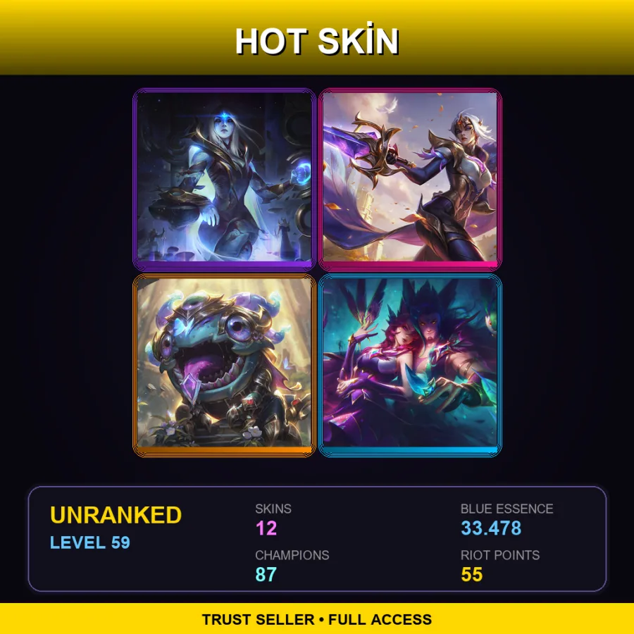 VN | Lv59 | Unranked | 12 Skin | 87 Champ — Primal Ambush Vi