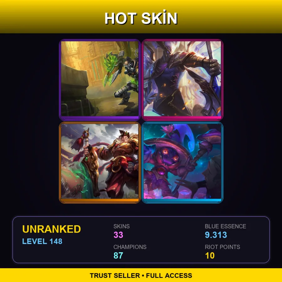TR | Lv148 | Unranked | 33 Skin | 87 Champ — LoL account