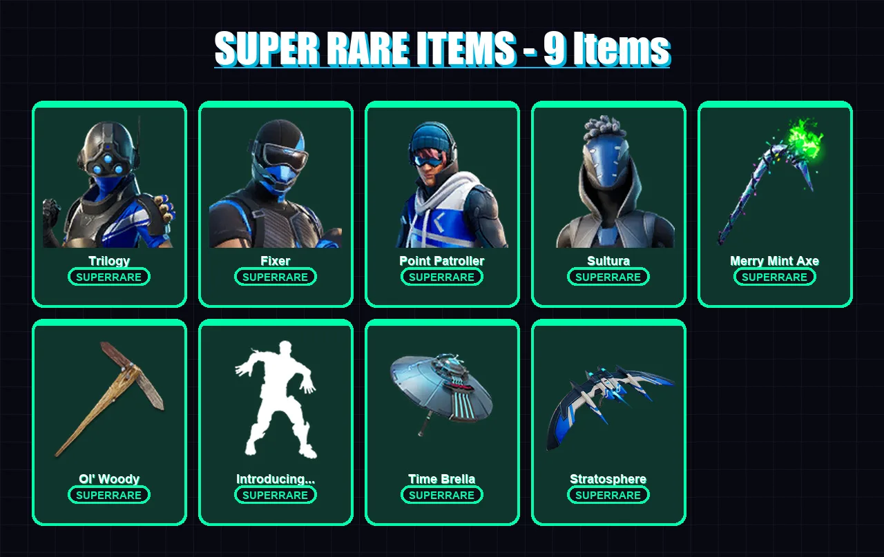 [PC/XBOX] | Trilogy | Fixer | Point Patroller | Sultura | Fusion | 155 skin | 169 pickaxe | 156 emote | 160 glider | Lv2525