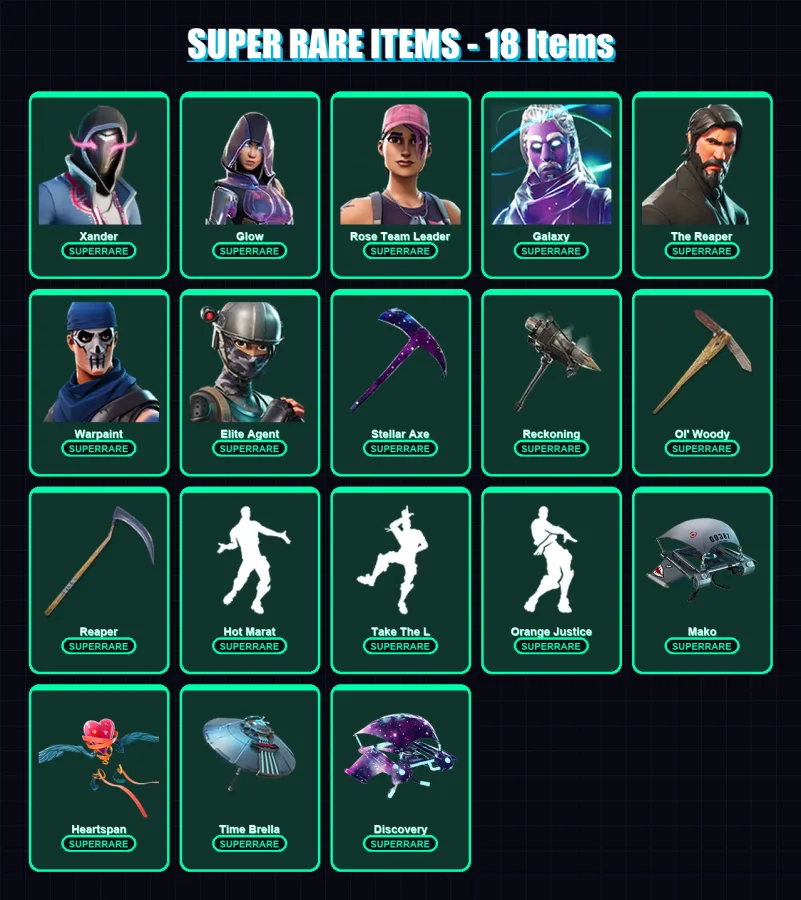 [PC/XBOX/PSN] | Xander | Glow | Rose Team Leader | Galaxy | The Reaper | 183 skin | 178 pickaxe | 204 emote | 152 glider | Lv2131