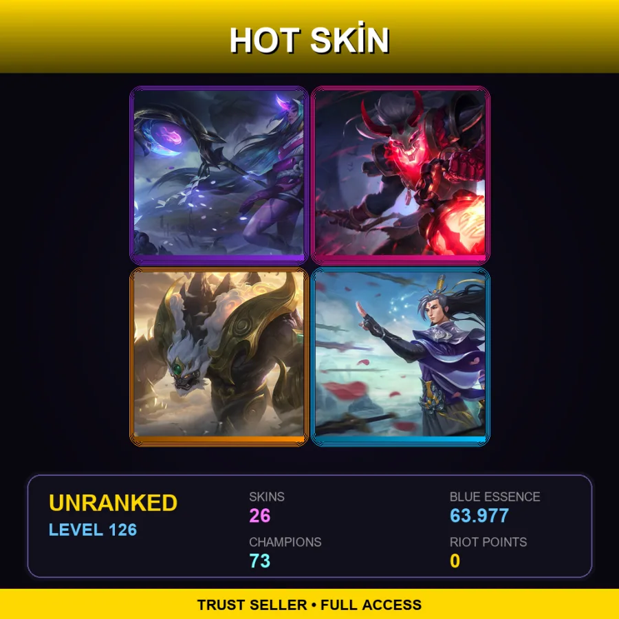 OCE | Lv126 | Unranked | 26 Skin | 73 Champ — Unranked / Smurf League of Legends