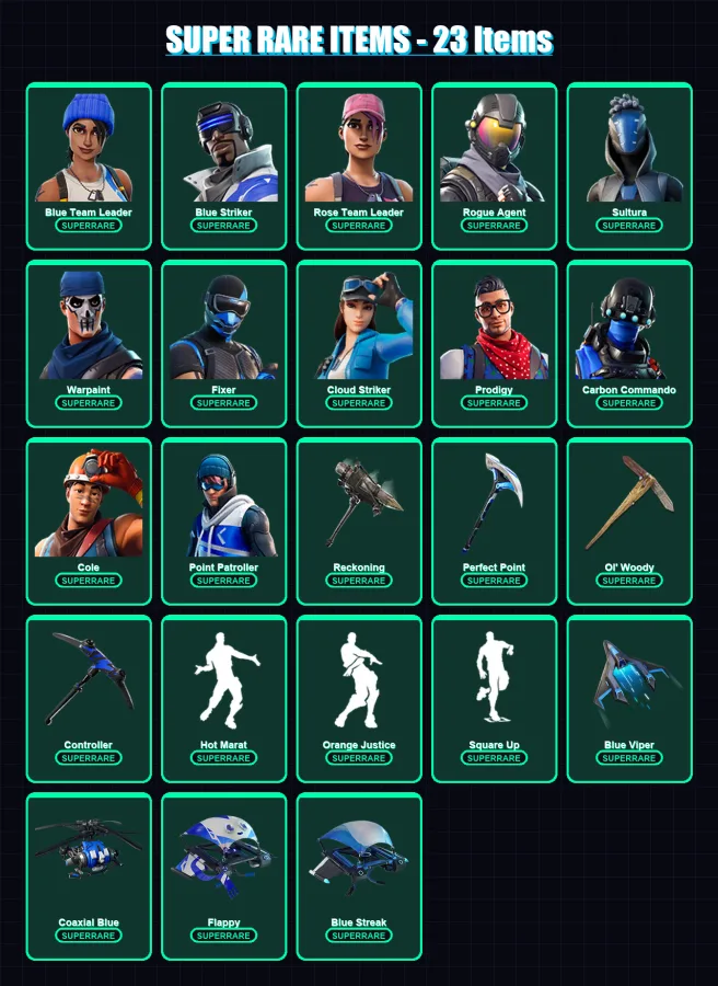 [PC/XBOX/PSN] | Blue Team Leader | Blue Striker | Rose Team Leader | Rogue Agent | Sultura | 98 skin | 80 pickaxe | 101 emote | 87 glider | Lv1003 — Fortnite account