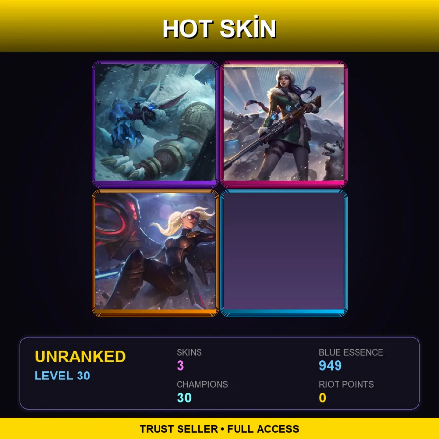 TR | Lv30 | Unranked | 3 Skin | 30 Champ