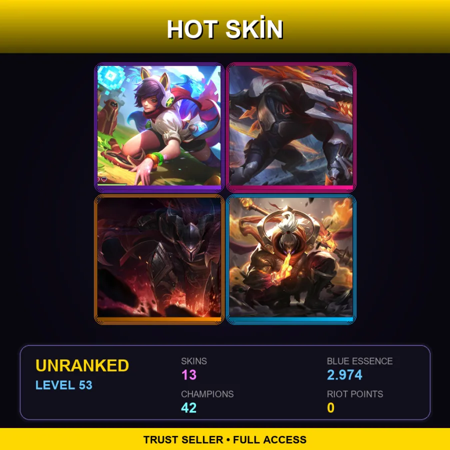 EUW | Lv53 | Unranked | 13 Skin | 42 Champ
