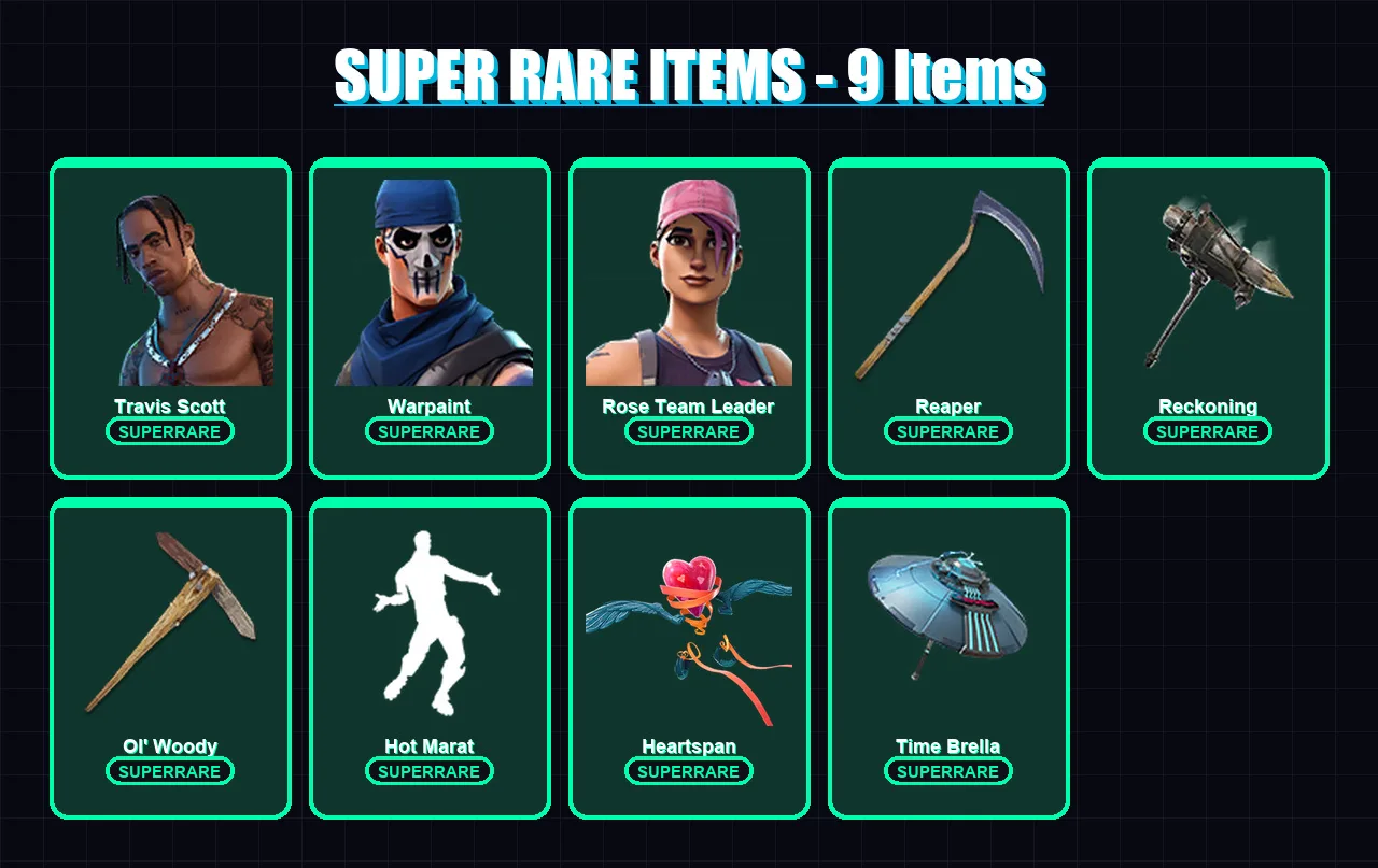 [PS4/PS5/XBOX/PC] | Travis Scott | Warpaint | Rose Team Leader | Blaze | Gear Specialist Maya | 77 skin | 79 pickaxe | 87 emote | 73 glider | Lv1017 — Fortnite account