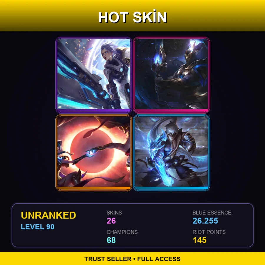 TR | Lv90 | Unranked | 26 Skin | 68 Champ — LoL account
