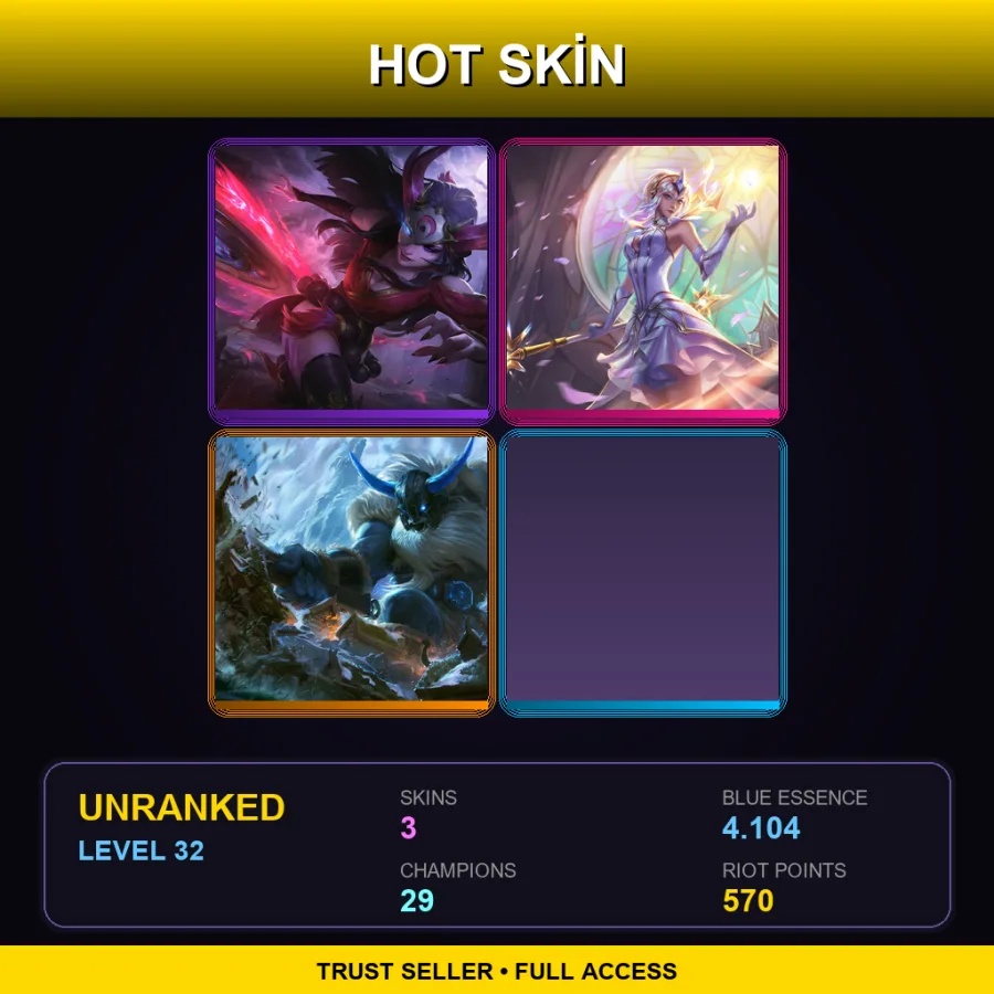 NA | Lv32 | Unranked | 3 Skin | 29 Champ