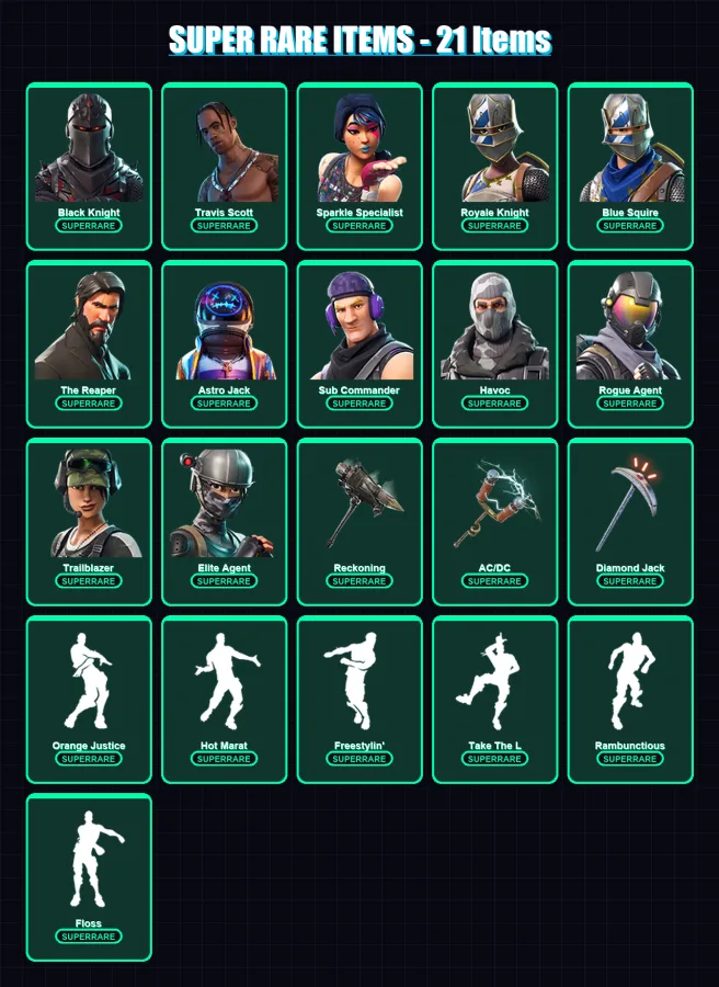 [PC/XBOX] | Black Knight | Travis Scott | Sparkle Specialist | Royale Knight | Blue Squire | 41 skin | 24 pickaxe | 39 emote | 31 glider | Lv361