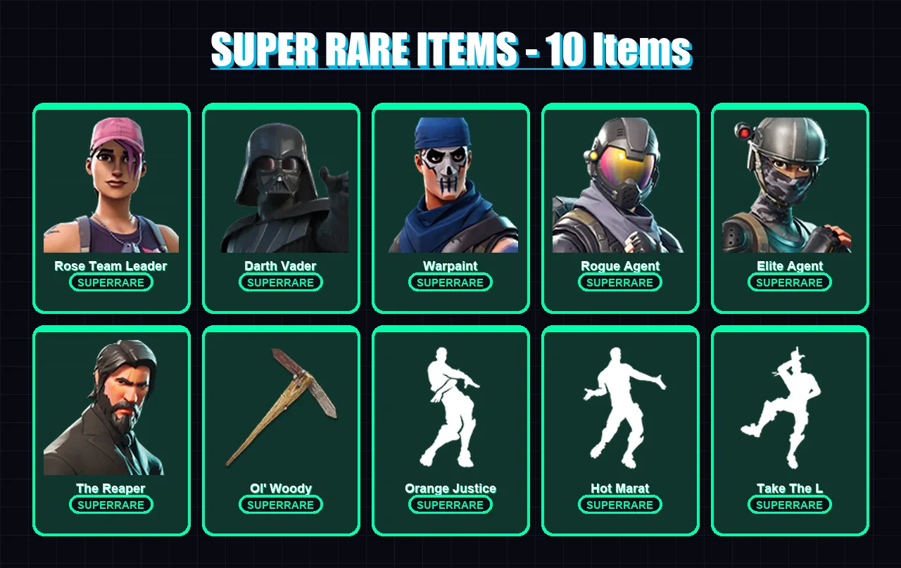 [PC/XBOX/PSN] | Rose Team Leader | Darth Vader | Warpaint | Rogue Agent | Elite Agent | 244 skin | 255 pickaxe | 195 emote | 178 glider | Lv2746