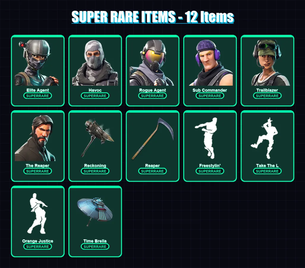 [PC/XBOX/PSN] | Elite Agent | Havoc | Rogue Agent | Sub Commander | Trailblazer | 102 skin | 112 pickaxe | 83 emote | 102 glider | Lv1611