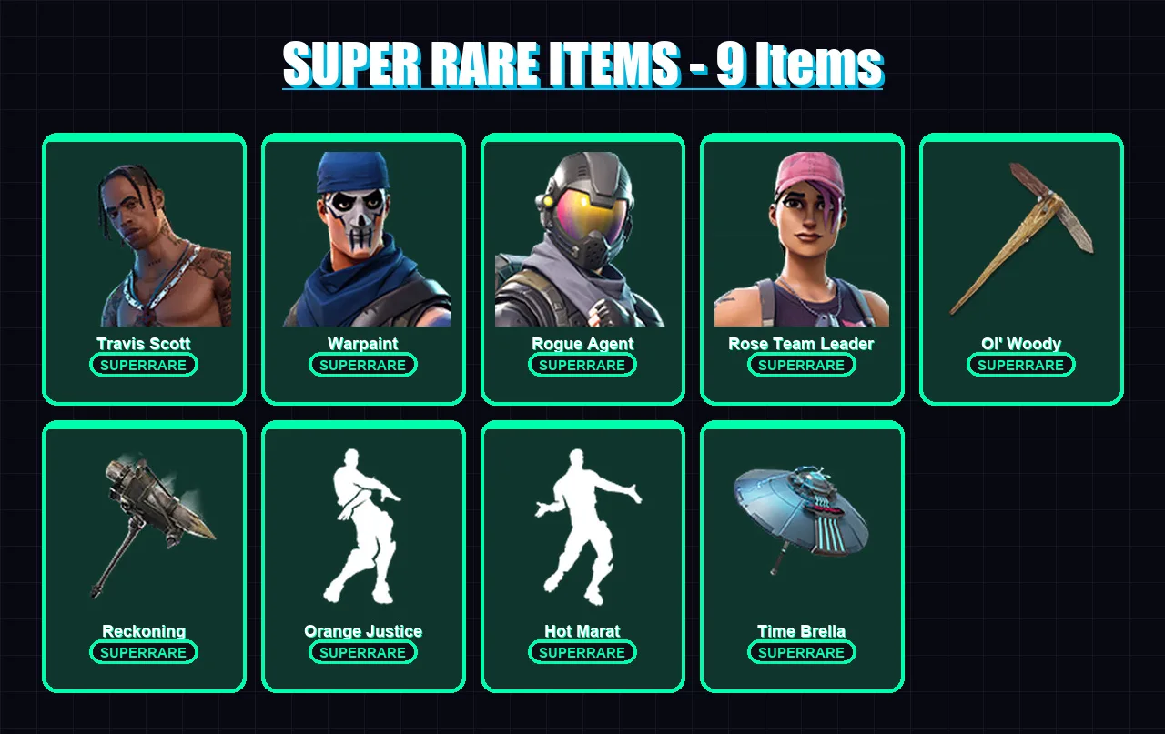 [PC/PSN] | Travis Scott | Warpaint | Rogue Agent | Rose Team Leader | Mandalorian | 63 skin | 67 pickaxe | 64 emote | 71 glider | Lv929