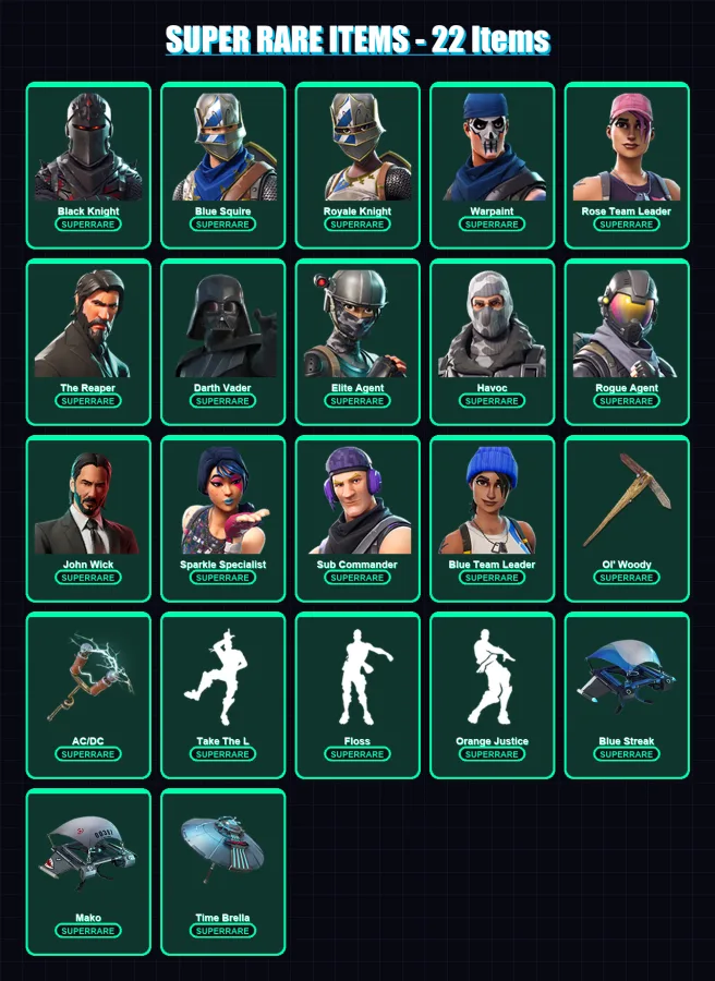 [PS4/PS5/XBOX/PC] | Black Knight | Blue Squire | Royale Knight | Warpaint | Rose Team Leader | 66 skin | 65 pickaxe | 54 emote | 74 glider | Lv1065