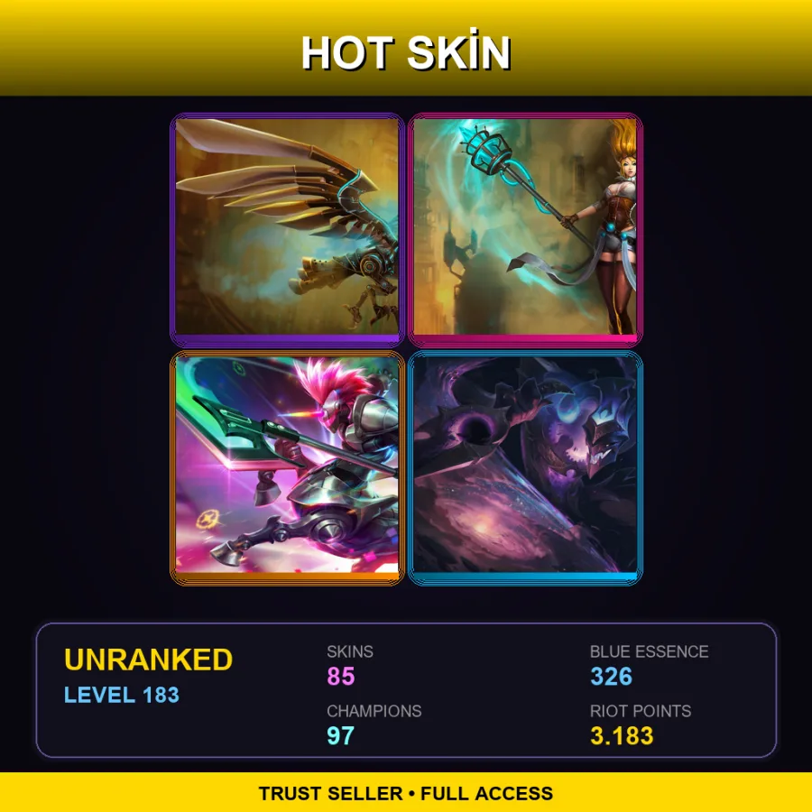 EUW | Lv183 | Unranked | 85 Skin | 97 Champ — LoL account