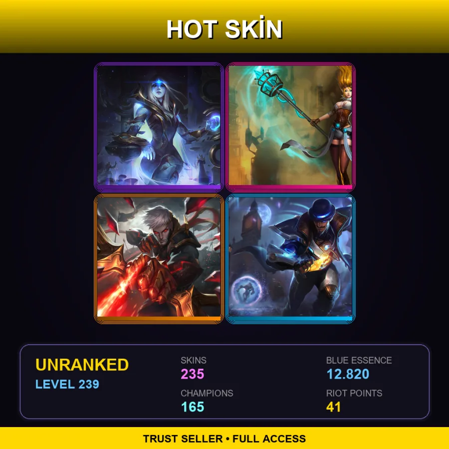 SG | Lv239 | Unranked | 235 Skin | 165 Champ — LoL account