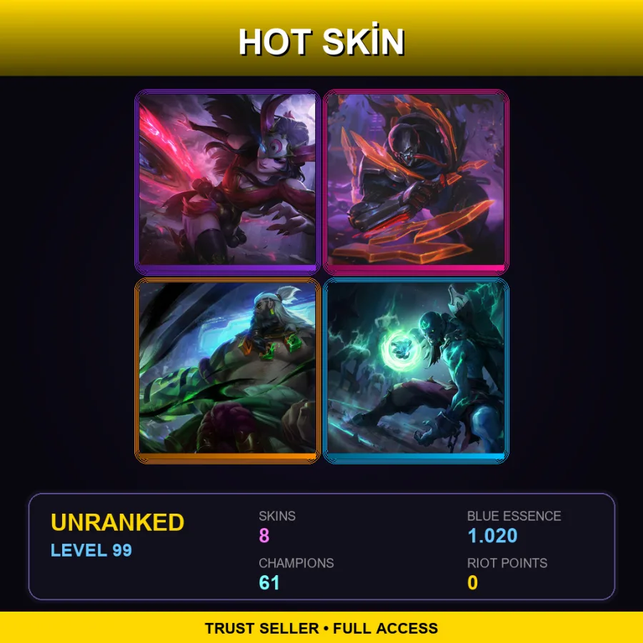 EUW | Lv99 | Unranked | 8 Skin | 61 Champ with Pantheon