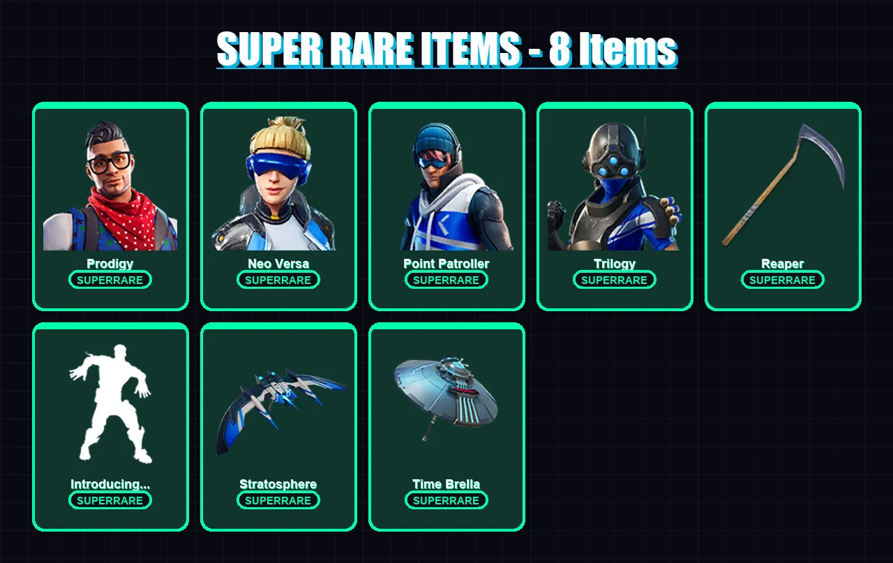 [PC/XBOX] | Prodigy | Neo Versa | Point Patroller | Trilogy | Ruin | 87 skin | 100 pickaxe | 93 emote | 89 glider | Lv1287