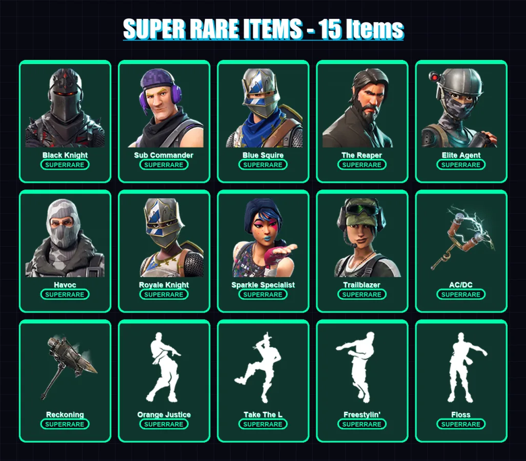 [PC/XBOX/PSN] | Black Knight | Sub Commander | Blue Squire | The Reaper | Elite Agent | 37 skin | 21 pickaxe | 32 emote | 27 glider | Lv402