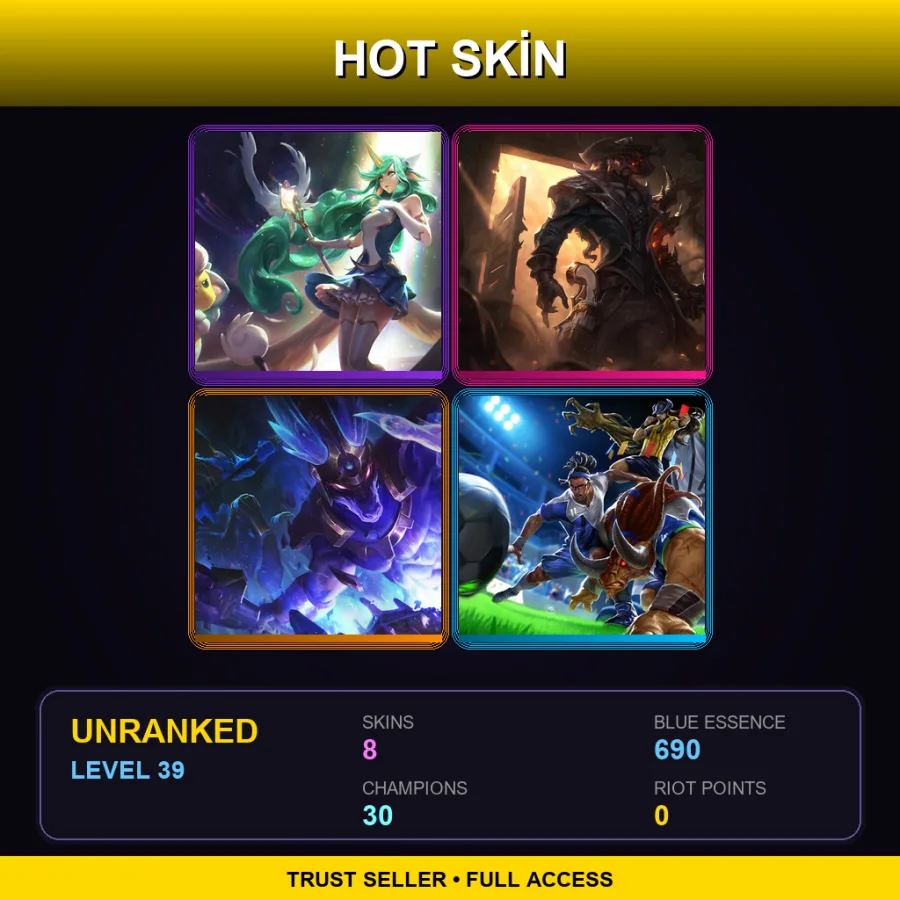 EUNE | Lv39 | Unranked | 8 Skin | 30 Champ — LoL account