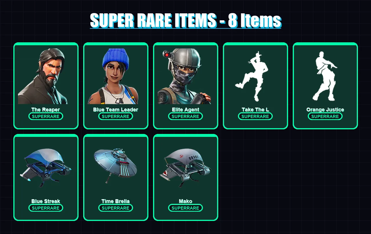 [PC/XBOX] | The Reaper | Blue Team Leader | Elite Agent | Spectra Knight | Ultima Knight | 58 skin | 59 pickaxe | 80 emote | 77 glider | Lv1526