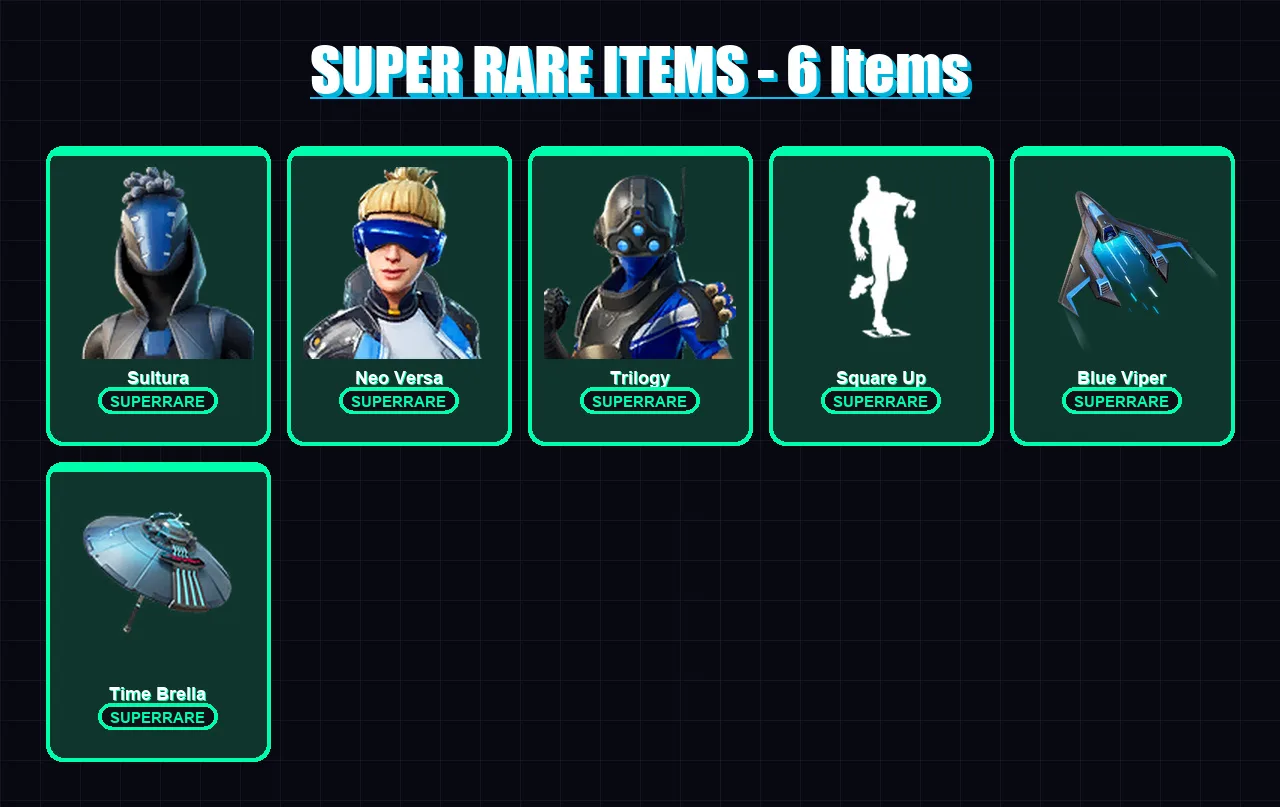 [PC] | Sultura | Neo Versa | Trilogy | Hades | Joltara | 98 skin | 159 pickaxe | 108 emote | 123 glider | Lv2139