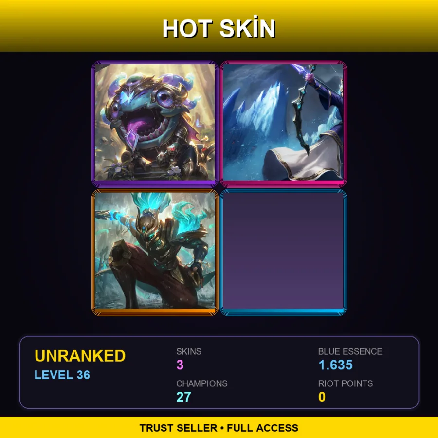 TR | Lv36 | Unranked | 3 Skin | 27 Champ — LoL account