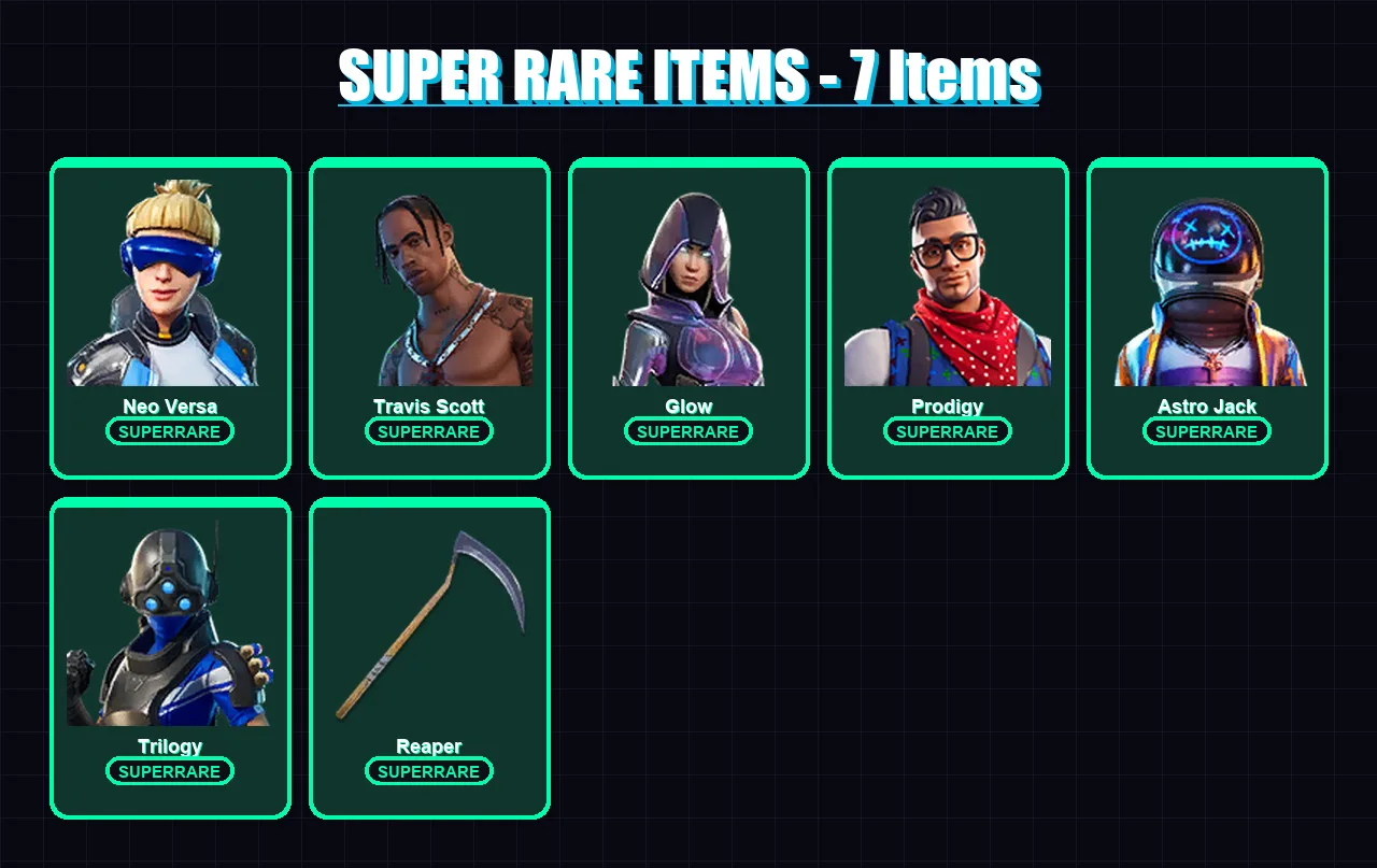 [PS4/PS5/XBOX/PC] | Neo Versa | Travis Scott | Glow | Prodigy | Astro Jack | 110 skin | 117 pickaxe | 98 emote | 93 glider | Lv1597