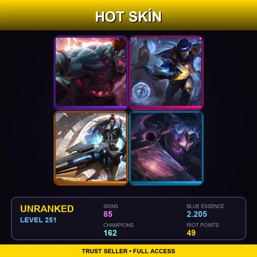 LAS | Lv251 | Unranked | 85 Skin | 162 Champ