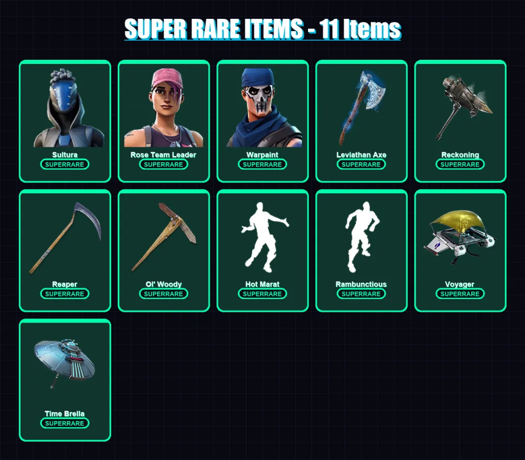 [PC/XBOX] | Sultura | Rose Team Leader | Warpaint | Fusion | Hybrid | 139 skin | 147 pickaxe | 129 emote | 119 glider | Lv1511