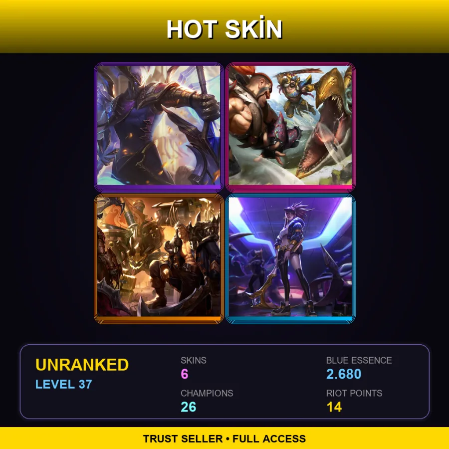 TR | Lv37 | Unranked | 6 Skin | 26 Champ — LoL account