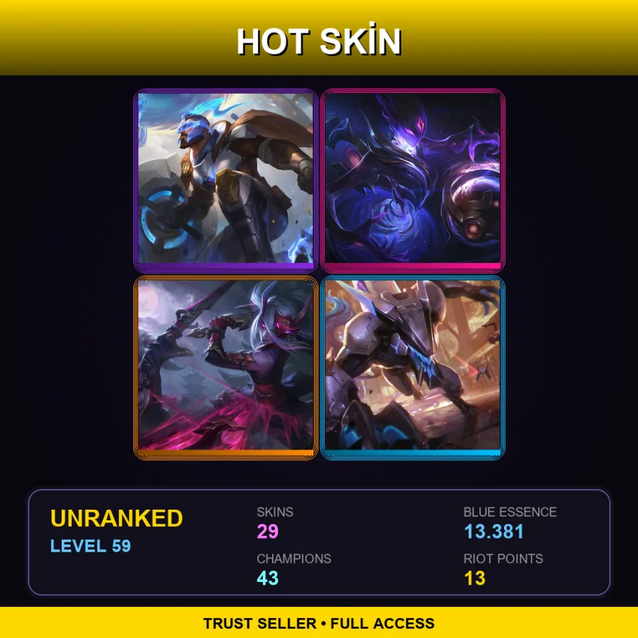 TR | Lv59 | Unranked | 29 Skin | 43 Champ — LoL account