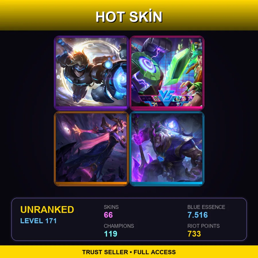 LAS | Lv171 | Unranked | 66 Skin | 119 Champ — LoL account