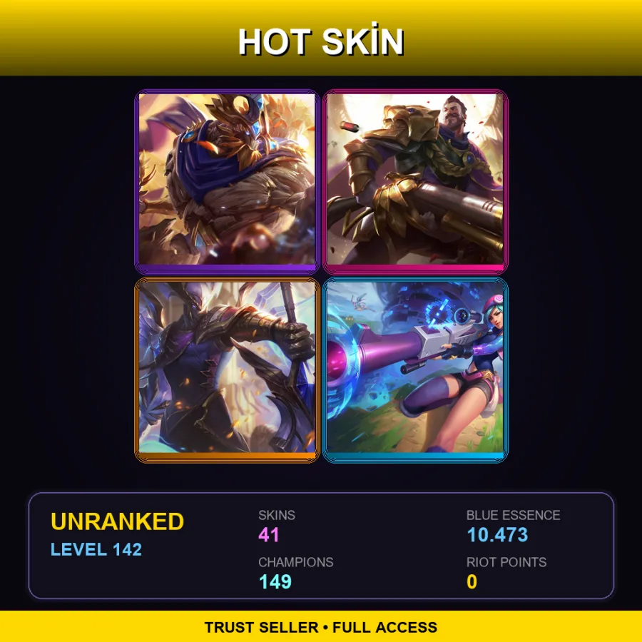 VN | Victorious Maokai | Victorious Graves | Victorious Aatrox | Arcade Caitlyn | 41 Skin | 149 Champ | Lv142