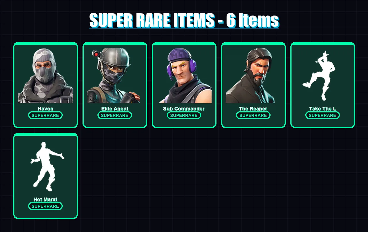 [PC/XBOX/PSN] | Havoc | Elite Agent | Sub Commander | The Reaper | Hybrid | 14 skin | 16 pickaxe | 22 emote | 20 glider | Lv357