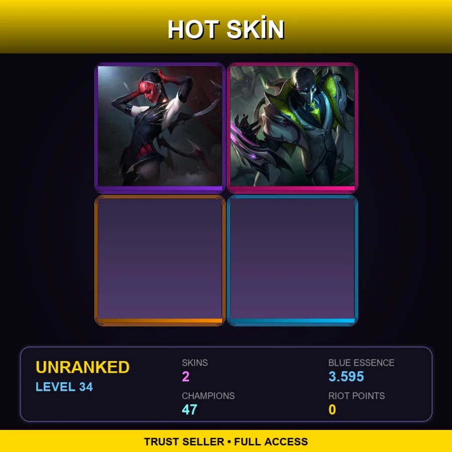 EUW | Lv34 | Unranked | 2 Skin | 47 Champ