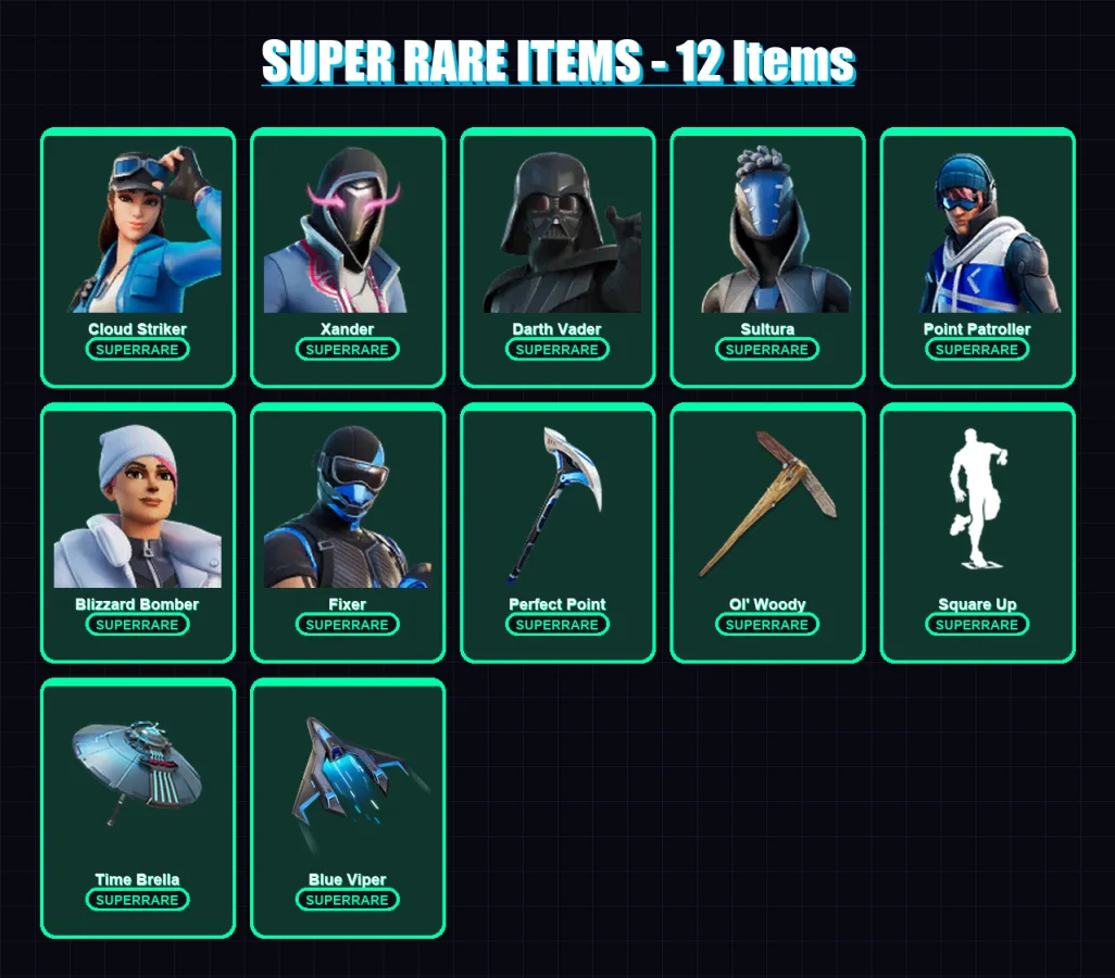 [PS4/PS5/XBOX/PC] | Cloud Striker | Xander | Darth Vader | Sultura | Point Patroller | 292 skin | 354 pickaxe | 261 emote | 254 glider | Lv4073 — Fortnite account