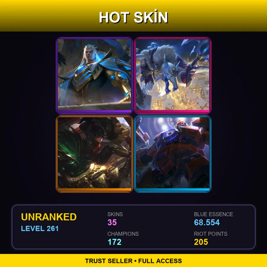 EUW | Lv261 | Unranked | 35 Skin | 172 Champ