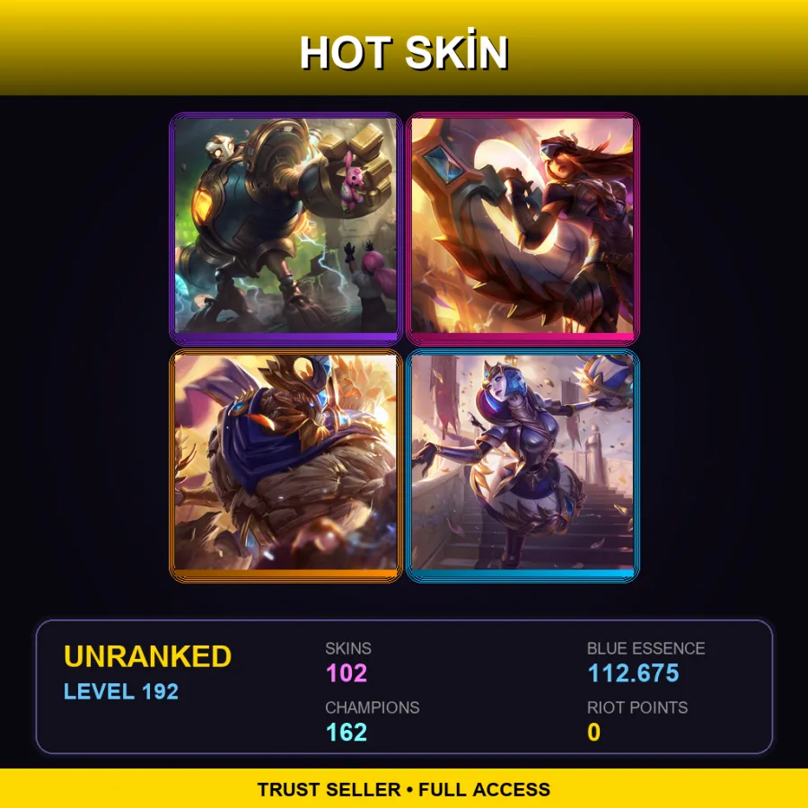 VN | Lv192 | Unranked | 102 Skin | 162 Champ — Pentakill Sona