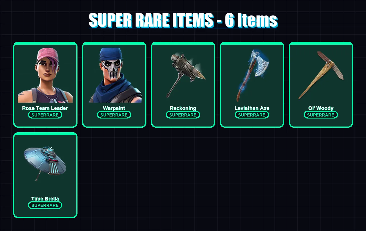 [PC/XBOX/PSN] | Rose Team Leader | Warpaint | Blackheart | Valeria | Peter Griffin | 123 skin | 133 pickaxe | 104 emote | 119 glider | Lv1492
