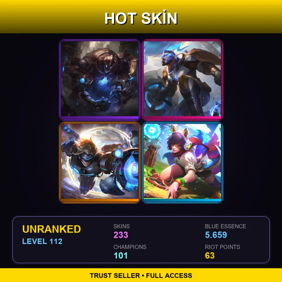NA | Lv112 | Unranked | 233 Skin | 101 Champ