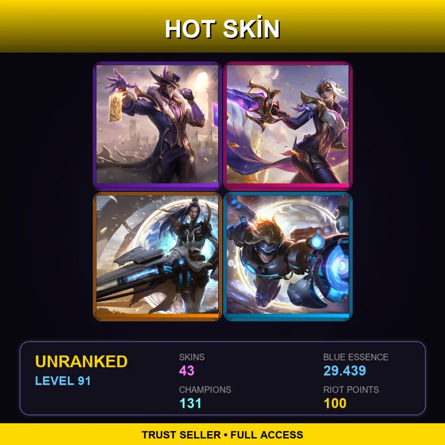 LAN | Lv91 | Unranked | 43 Skin | 131 Champ