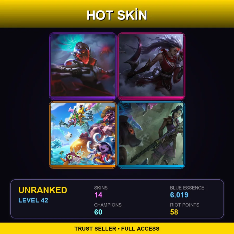 EUNE | Lv42 | Unranked | 14 Skin | 60 Champ — LoL account
