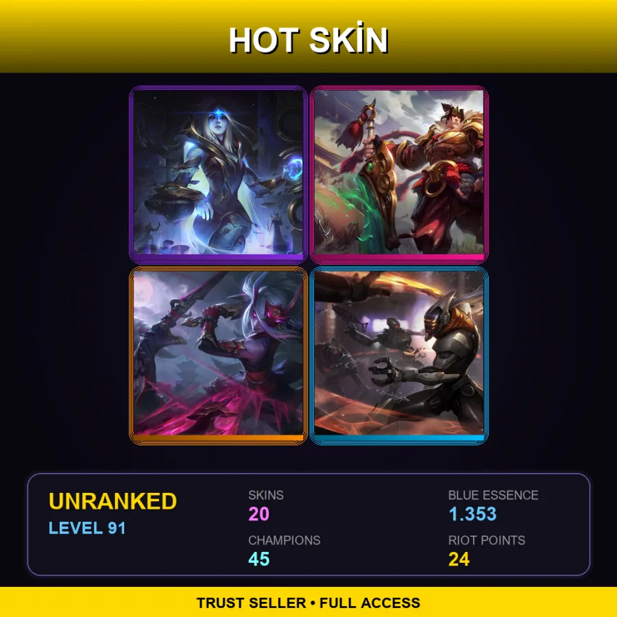 VN | Lv91 | Unranked | 20 Skin | 45 Champ with Jhin