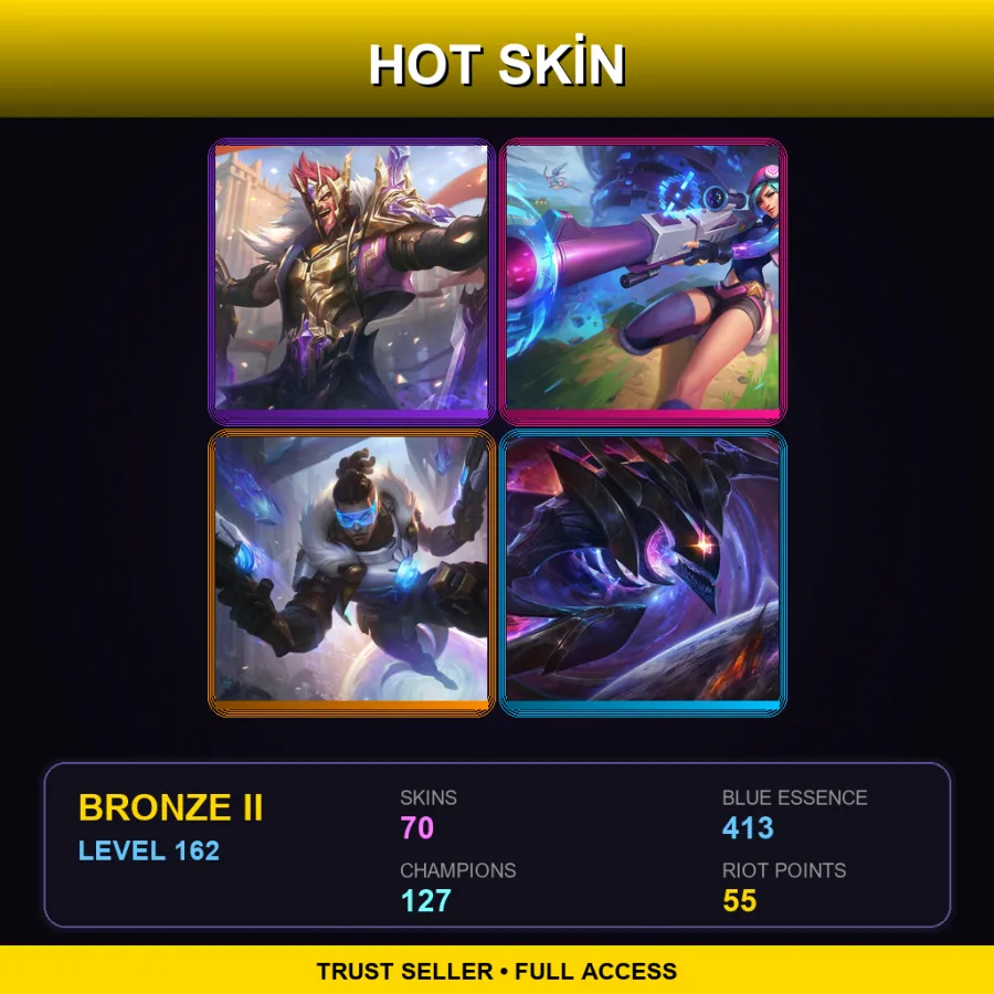 EUNE | Victorious Draven | Arcade Caitlyn | Pulsefire Lucian | Dark Star Kha'Zix | 70 Skin | 127 Champ | Bronze II | Lv162