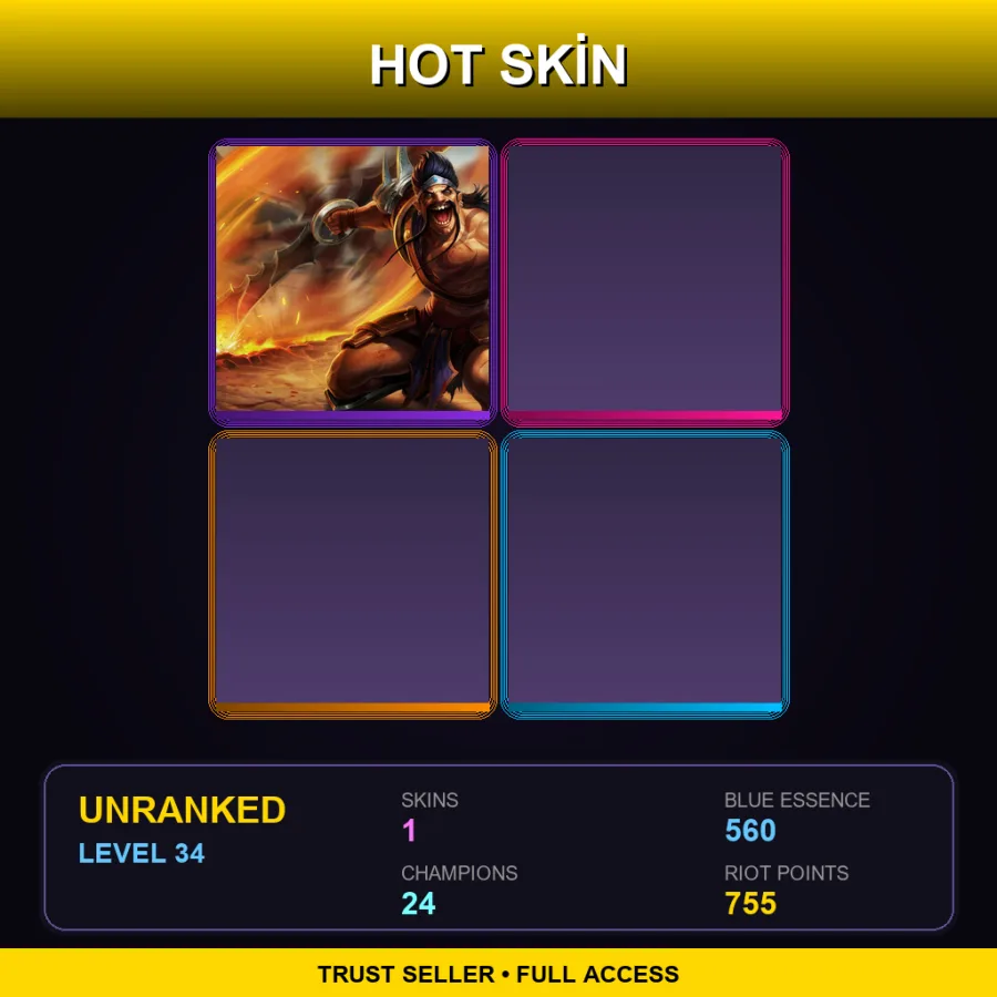 EUW | Lv34 | Unranked | 1 Skin | 24 Champ — LoL account
