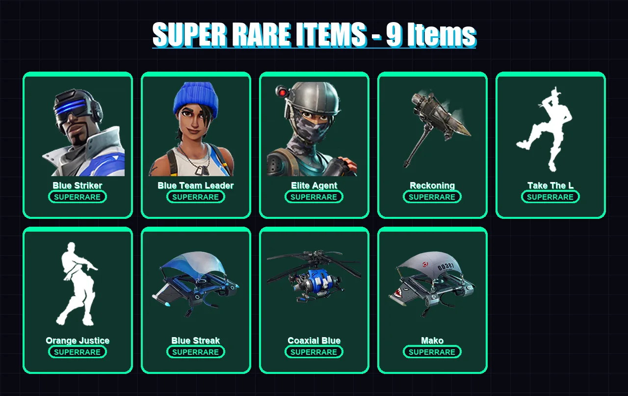 [PC/XBOX/PSN] | Blue Striker | Blue Team Leader | Elite Agent | Lynx | Valor | 35 skin | 26 pickaxe | 33 emote | 32 glider | Lv351