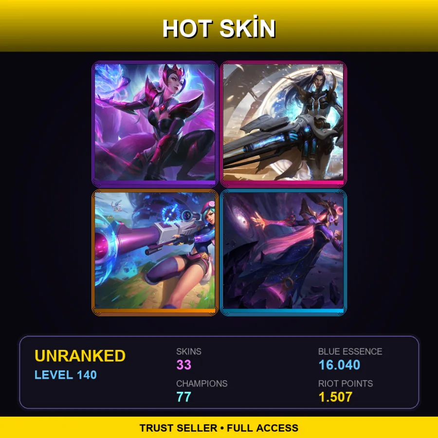 LAN | Lv140 | Unranked | 33 Skin | 77 Champ